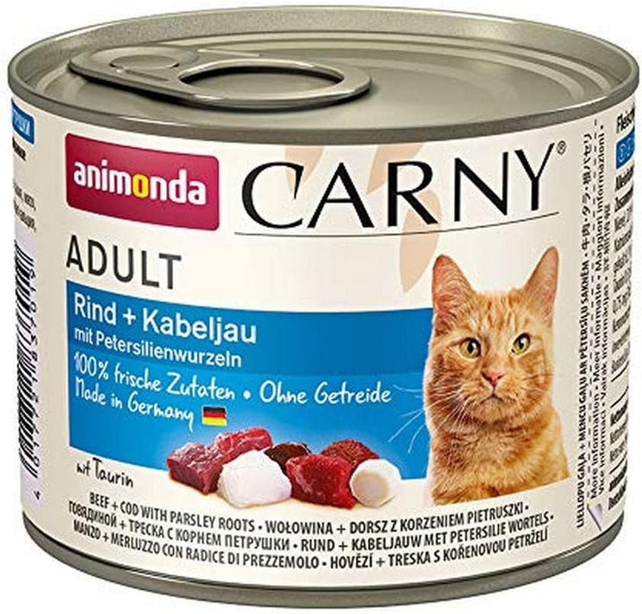 Animonda Carny Adult Hearty Variation (12 X 400 G), hrană umedă pentru pisici adulte, hrană umedă cu 100% ingrediente din carne proaspătă, hrană pentru pisici fără cereale și zahăr