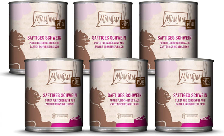 Mjamjam - Hrană umedă premium pentru pisici - Mixpaket V - Pure Meat Delight, pachet de 6 (6 X 800 G), fără cereale cu extra carne,Meaty