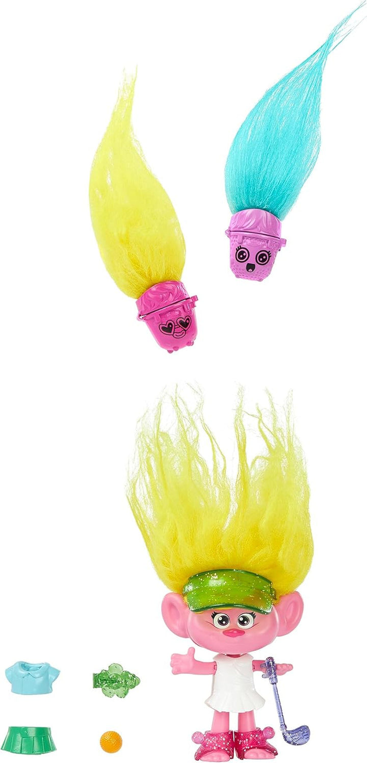 Mattel DREAMWORKS TROLLS Together Strong - Surprize păroase Poppy Queen Poppy, Viva, Branch And Guy Diamond Plush Hair, 2 Surprize păroase, Accesoriu, Pentru copii cu vârsta peste 3 ani, HNF10 Papusi Naty Shop Viva
