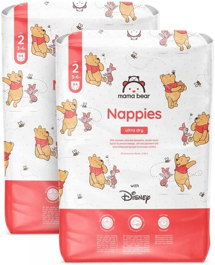 Scutece Mama Bear Disney Ultra Dry mărimea 4 (8-14 kg), alb, 84 bucăți (1 pachet) Naty Shop Mărimea 2 (3-6 kg) Pachet lunar