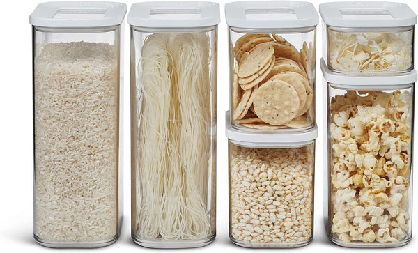 Mepal set de 6 borcane de depozitare cu capace - Recipiente dreptunghiulare pentru alimente - Organizator de bucătărie din plastic - Recipiente de depozitare etanșe - 2x 2000 ml, 2x 1000 ml, 1x 1500 ml & 1x 425 ml - Alb Cutii depozitare alimente Naty Shop Alb Set de 6 piese