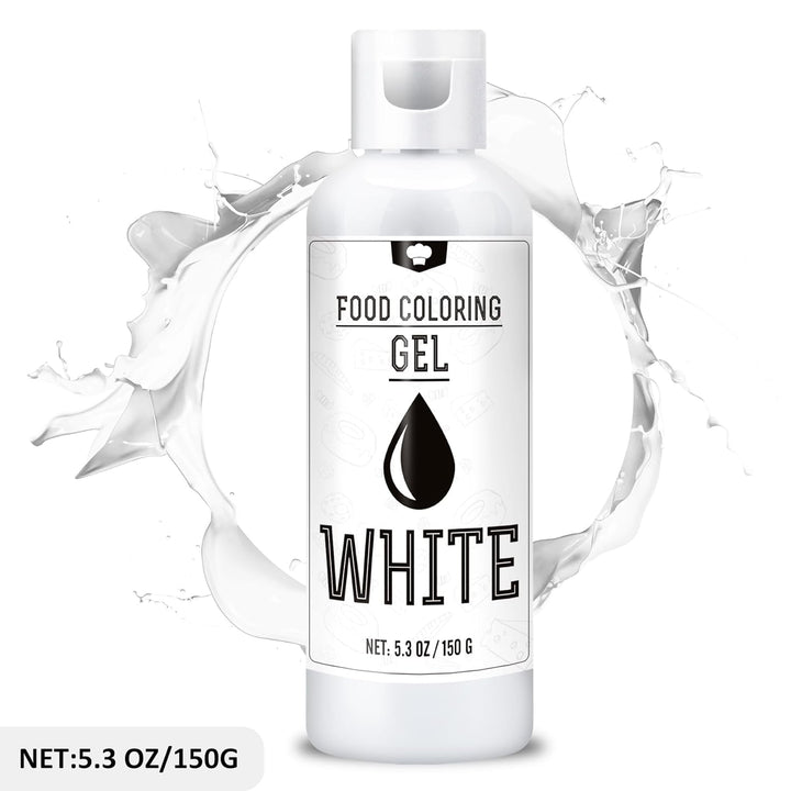 Lebensmittelfarbe Gel - 150G Konzentrierte Gel Lebensmittel Farben Zum Backen, Kuchen Dekorieren, Kekse Und Macaron - Zuckerfrei Food Coloring Für Getränken, Osterei, DIY Seifen Und Basteln (Weiß) Naty Shop
