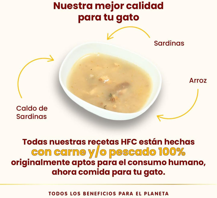 Almo Nature HFC Hydration Help Hrană umedă pentru pisici - bulion de sardine cu sardine - grad uman, fără gluten, monoproteină, 50 G, 24 bucăți, 1,2 kg