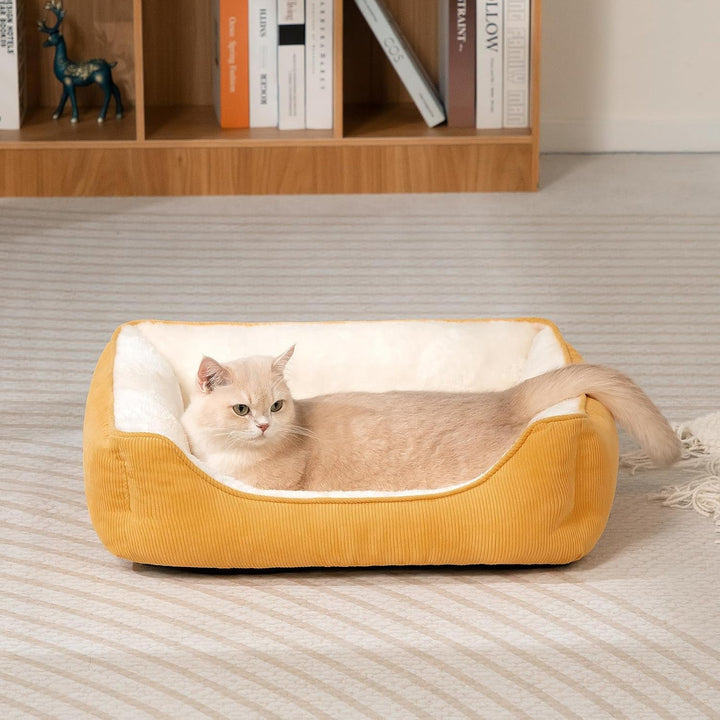 Pat pentru pisici, pat pentru câini mici, pat pentru animale de companie pentru pisici și căței, pat moale pentru animale de companie, pernă respirabilă pentru animale de companie, galben (55 * 45 * 15cm)