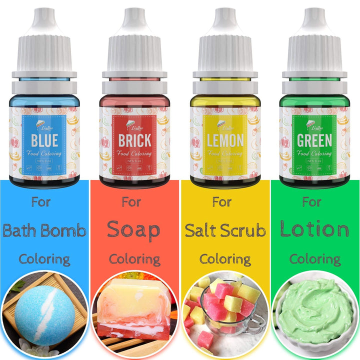 Colorant alimentar 24 de culori - Coloranți alimentari lichizi pentru coacerea prăjiturilor, fursecurilor, macaroanelor, decorare și gătit - Colorant alimentar vibrant pentru aerografare, fondant - 6 ml fiecare