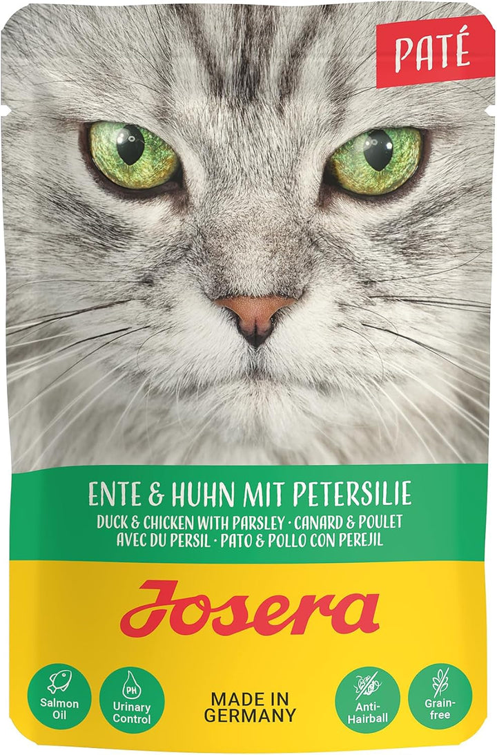 JOSERA Paté rață și pui cu pătrunjel (16 X 85 G) | Adult | Hrană umedă premium pentru pisici adulte | Pâté rață și pui | Ulei de somon | Fără cereale | Hrană umedă pentru pisici în pungă proaspătă |16Pack