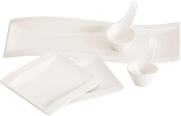 Villeroy & Boch – Newwave Basic Tafelservice 30 Teilig, Geschirr Set Für 6 Personen, Spülmaschinenfest, Geschirrset, Service, Teller, Tassen, Weiß, Keramik, Premium Porzellan Seturi vesela masa Naty Shop Einfarbig Antipasti-Set