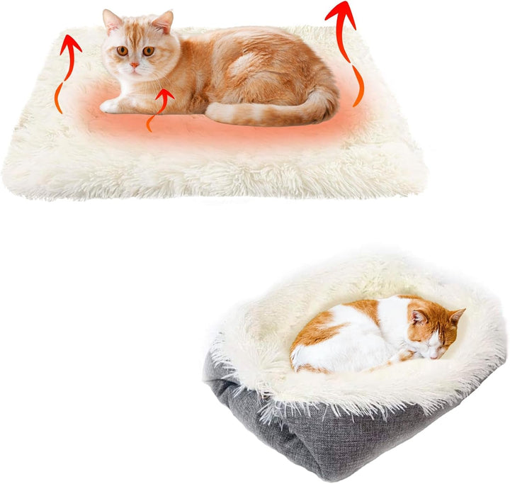 Pat pentru pisici 2 în 1 pernă pufoasă pentru pisici, pernă moale de pluș pentru pisici, loc de dormit lavabil, canapea pentru pisici, pat pentru animale de companie, pat pentru câini, pătură pentru pisici și câini mici (gri)