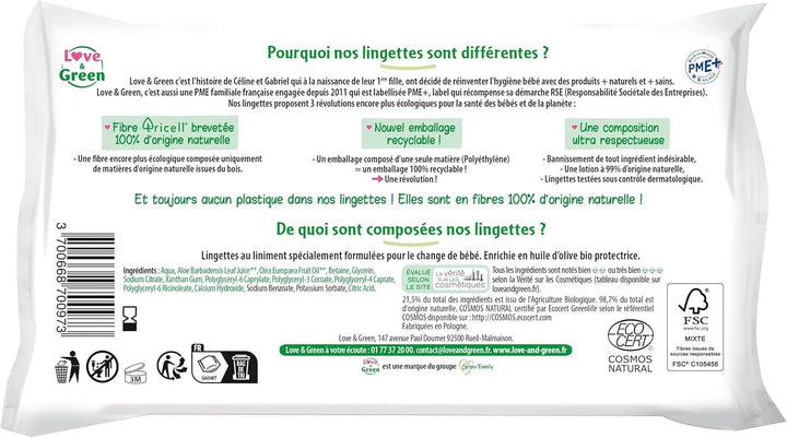 Șervețele de curățare Liniment, sănătoase și ecologice, certificate Cosmo Natural de ECOCERT și FSC, ambalaj reciclabil Servetele Umede Bebelusi Naty Shop