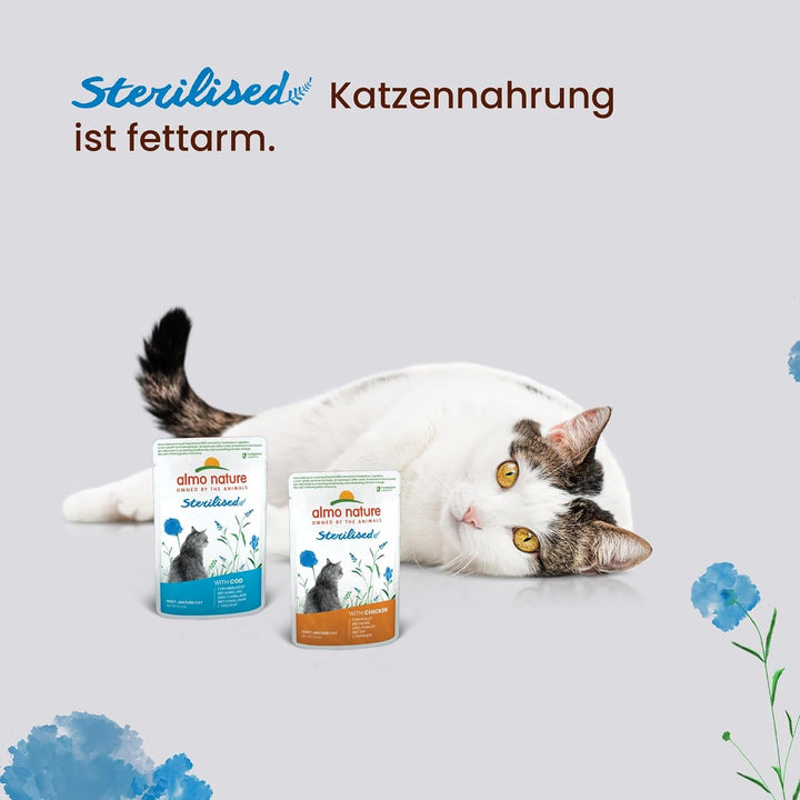 Almo Nature Holistic Sterilised - Hrană umedă pentru pisici sterilizate - cu pui - 70G, pachet de 30