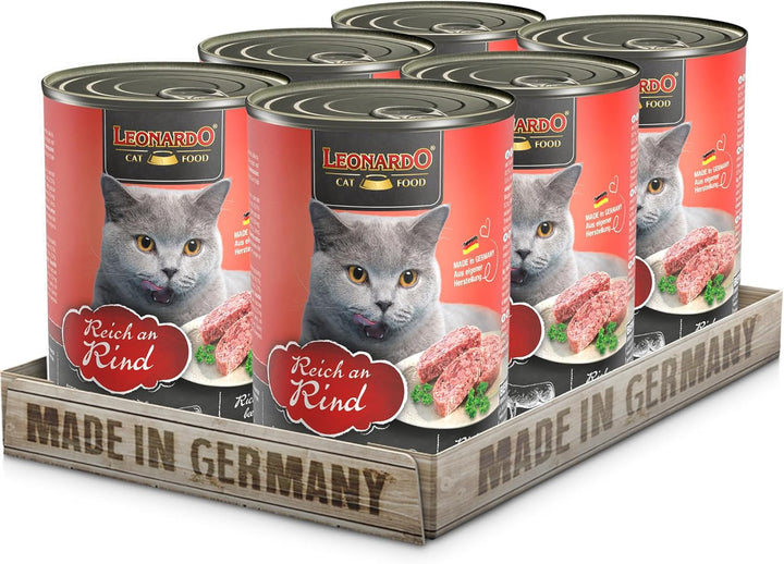 Leonardo Wet Food [6X400G Beef] | Hrană umedă fără cereale pentru pisici | Hrană umedă completă la conservă