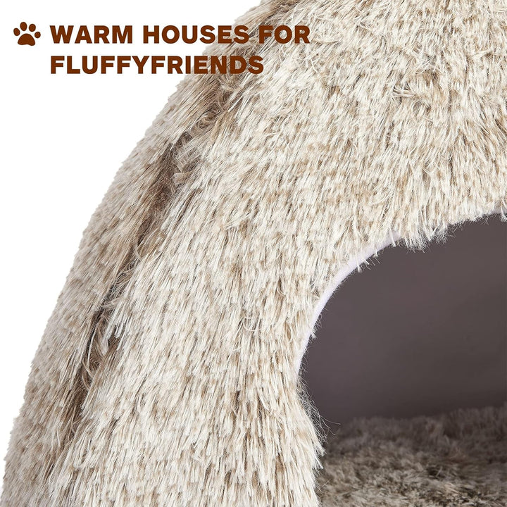 CATISM Pat pentru pisici Loc de dormit lavabil pentru pisici Peșteră pentru pisici Pernă de pluș pentru pisici Casă pentru pisici Pernă pufoasă pentru pisoi Pat pentru cățeluș Pat pentru animale de companie Cafea