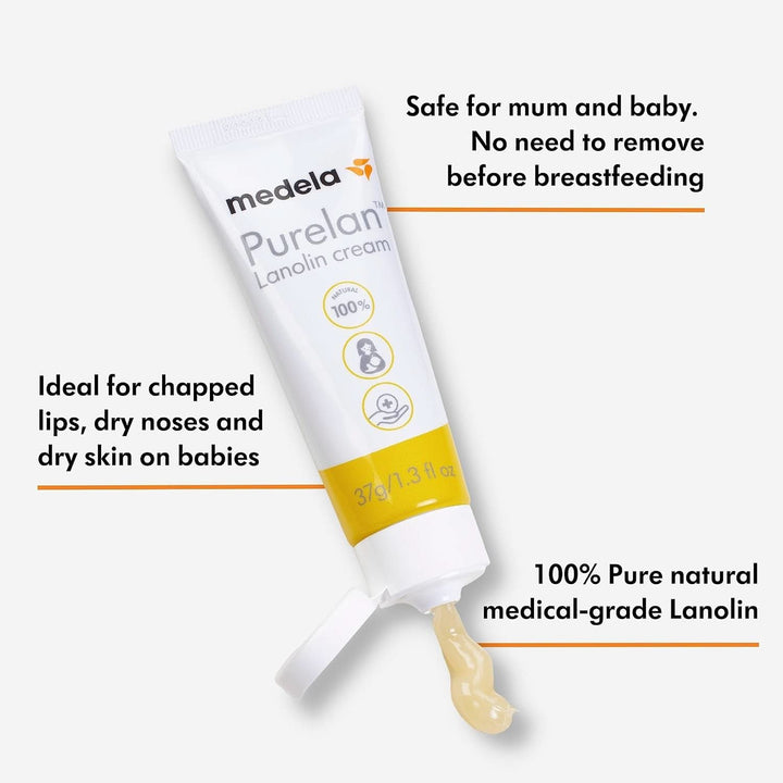 Medela Purelan 37G Lanolin Nipple Cream - crema pentru mameloanele dureroase și pielea uscată, 100% naturală, hipoalergenică Accesorii Hrana si Alaptare Bebe Naty Shop