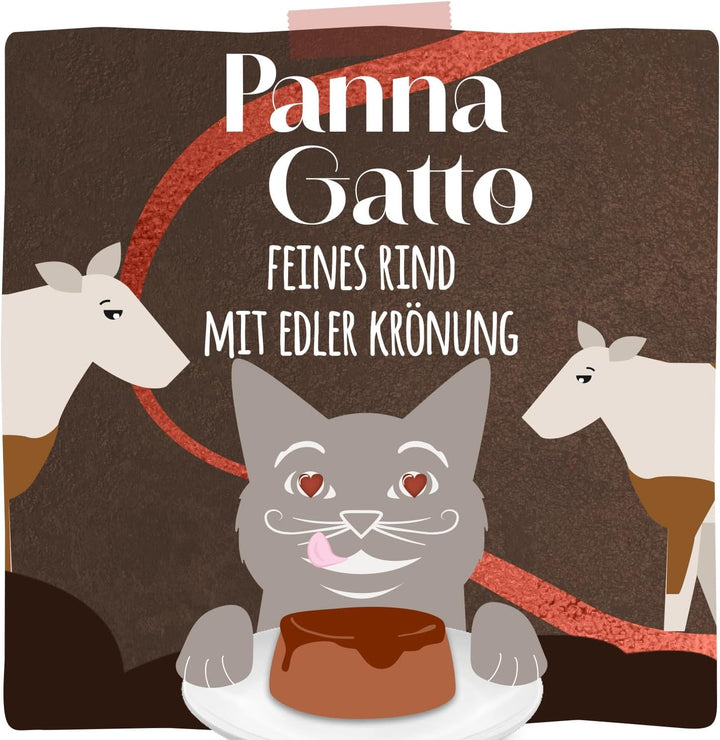 Mjamjam - Hrană umedă premium pentru pisici - Panna Gatto - carne fină de vită cu încoronare nobilă, 12Pack (2X80G), fără cereale