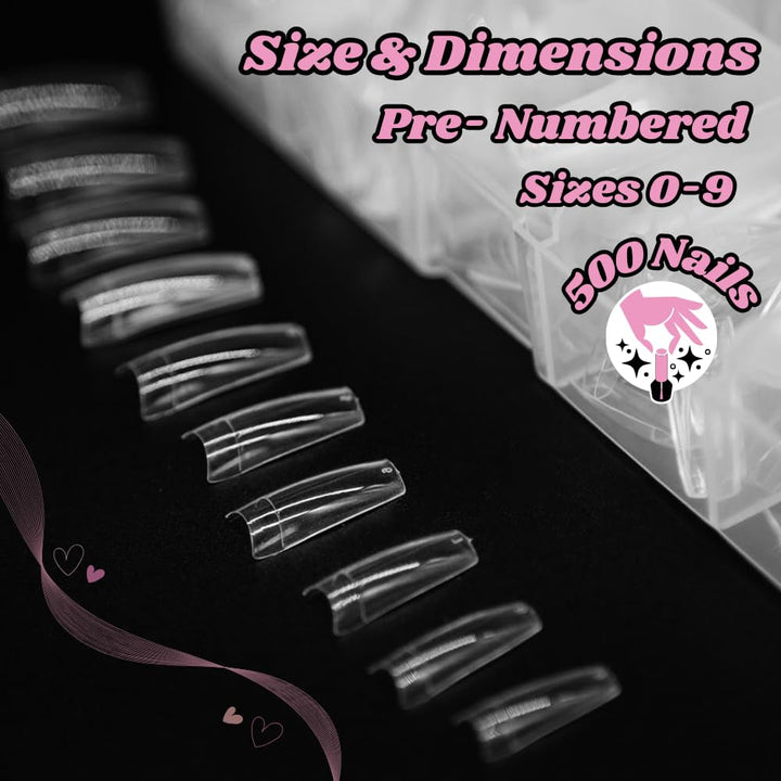 TRIXES 500 bucăți vârfuri pentru unghii cu gel, unghii franțuzești, vârfuri acrilice transparente pentru manichiură DIY, 10 modele diferite