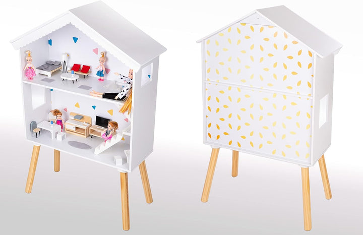 Green Series Casă mare din lemn pentru păpuși - Casă de păpuși, potrivită pentru păpuși mari, GS0024 Casute de papusi Naty Shop