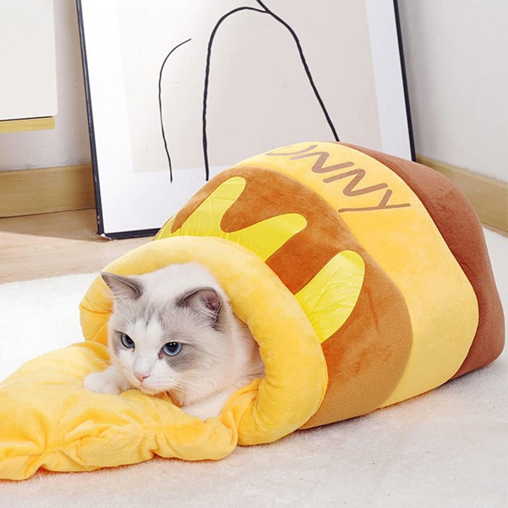 Pat pentru pisici, peșteră pentru pisici, pat de pluș pentru pisici, pat de pluș pentru pisici, cuib de pisică cu miere, pentru pisici mici