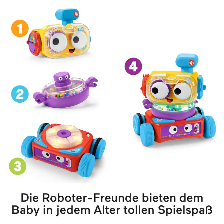 Fisher-Price 4-in-1 robot de învățare Linus pentru bebeluși și copii mici, jucărie de la 6 luni - vorbitor de germană, HCK39 Jucarii Bebe Naty Shop