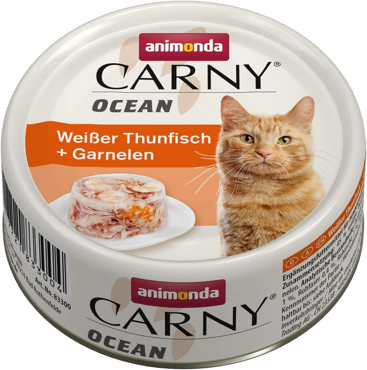 Carny Ocean Tuna + Seafood (12 X 80G), hrană umedă pentru pisici de la Animonda pentru pisici adulte, cu file de pește fin, fără cereale și zahăr