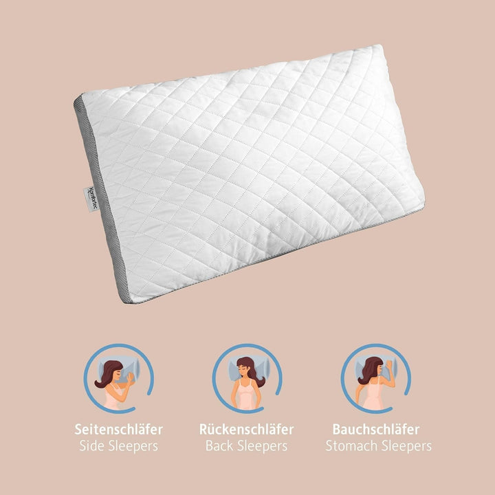 Pernă 40X80 cm din microfibră, pernă lavabilă, pernă respirabilă pentru dormit lateral, pernă de pat pentru alergici și toate pozițiile de dormit, gri Perne standard Naty Shop