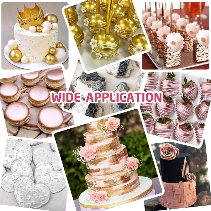 Sclipici comestibil lichid - 6 culori colorant alimentar metalic cu sclipici pentru decorarea torturilor, copt, brioșe - Pudră metalică comestibilă cu sclipici lichid pentru biscuiți DIY, fondant, prăjituri