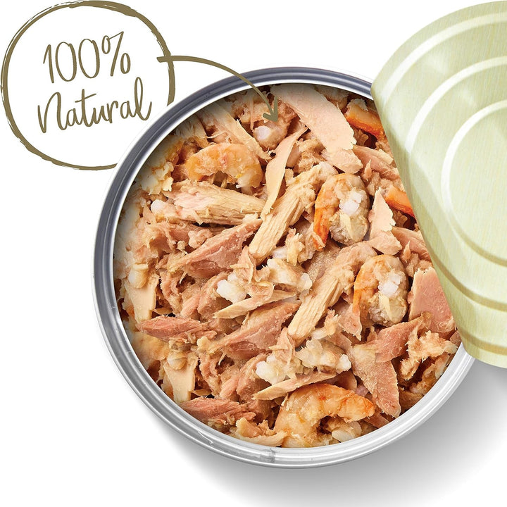 Pachet de hrană umedă pentru pisici Applaws Premium Natural, Pui în bulion 70 G Tin (Pachet 24 X 70 G) +Fillet de ton cu creveți în bulion 70 G Tin (Pachet 24 X 70 G)