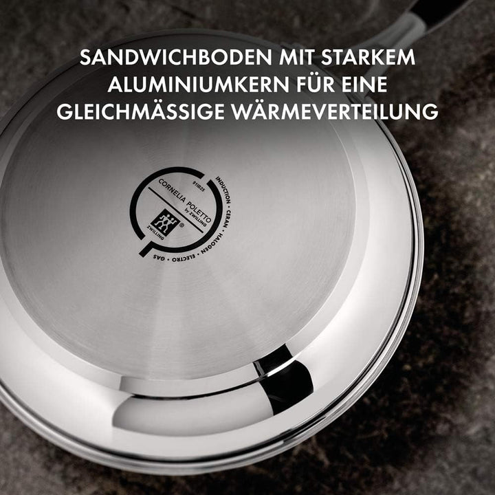 Tigăi ZWILLING CORNELIA POLETTO, cu strat antiaderent în 4 straturi cu particule de diamant, oțel inoxidabil 18/10, pentru toate tipurile de plită, inclusiv inducție Oale si Tigai Naty Shop