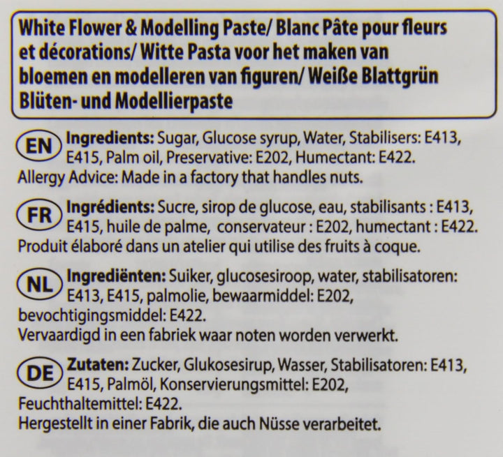 Flower & Modelling Paste White 250g - Pastă de modelare, perfectă pentru flori, flori, figuri și multe altele, pastă de zahăr comestibilă - 250 g Pasta de zahar Naty Shop
