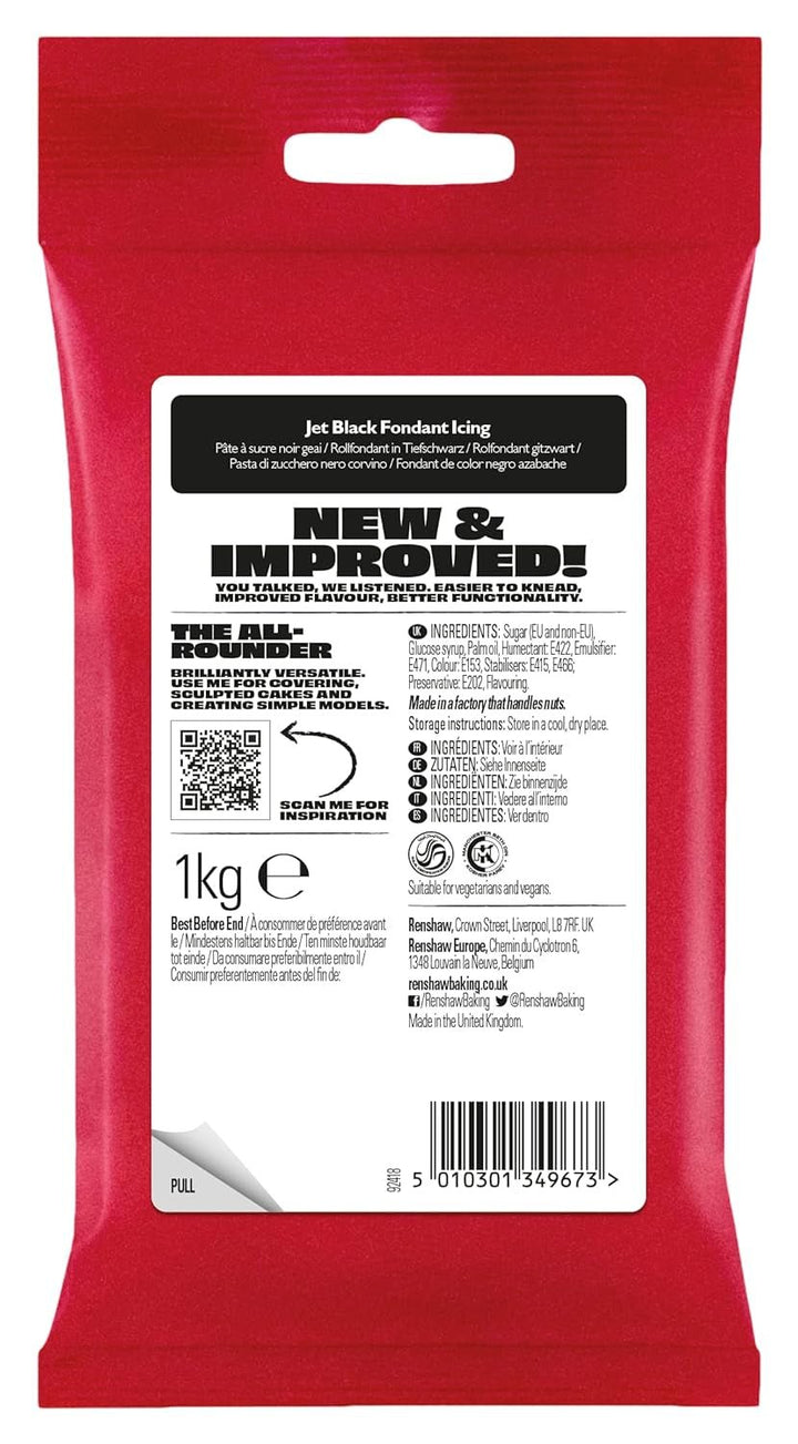 Fondant negru 1 kg - gata de rulat, perfect pentru acoperirea și decorarea prăjiturilor, cupcakes și biscuiților - negru - 1 kg Pasta de zahar Naty Shop