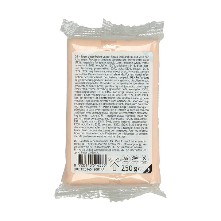 FunCakes Fondant rulat bej natural: ușor de utilizat, neted, flexibil, moale și pliabil, perfect pentru decorarea prăjiturilor, halal, kosher și fără gluten, 250 g Pasta de zahar Naty Shop
