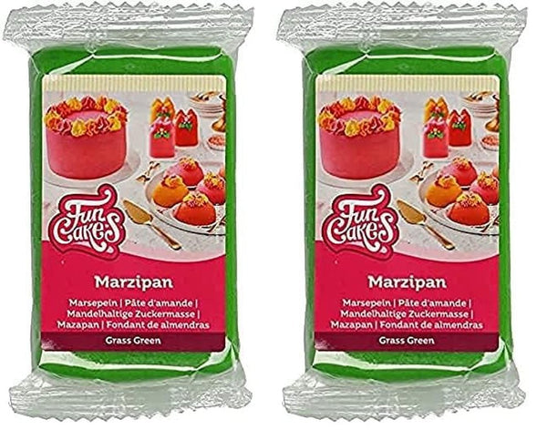 FunCakes pastă de zahăr cu migdale (marțipan olandez) Grass Green: Ușor de folosit și netedă, perfectă pentru decorarea prăjiturilor, halal, kosher și fără gluten, 250 g (pachet de 2) Pasta de zahar Naty Shop Iarbă verde 250 G (pachet de 2)