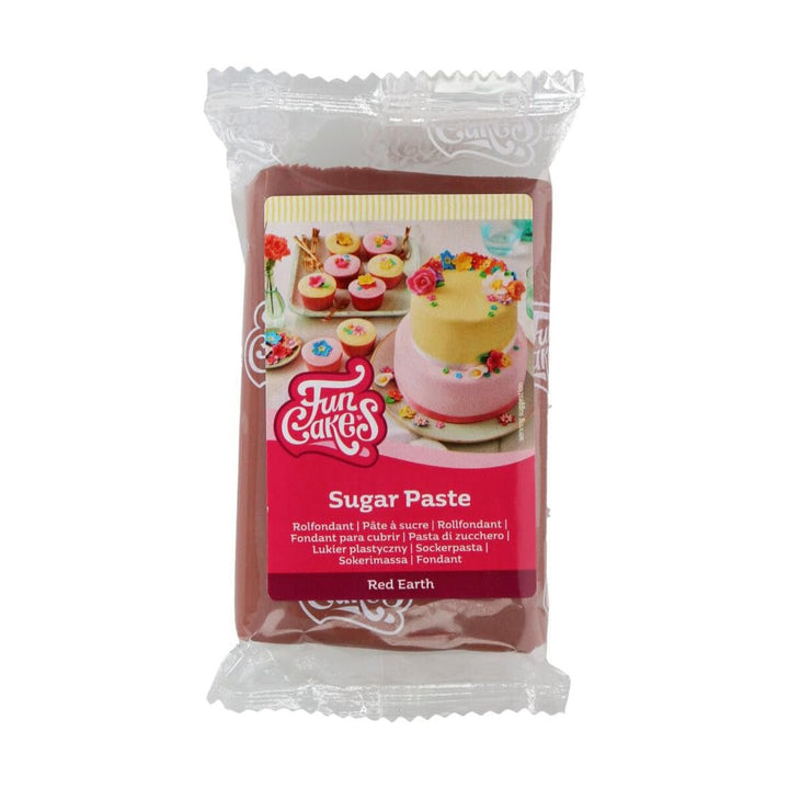 FunCakes roll fondant Red Earth, ușor de utilizat, neted, flexibil, moale și flexibil, perfect pentru decorarea prăjiturilor, halal, kosher și fără gluten, 250 g pachet 1 Pasta de zahar Naty Shop Default Title