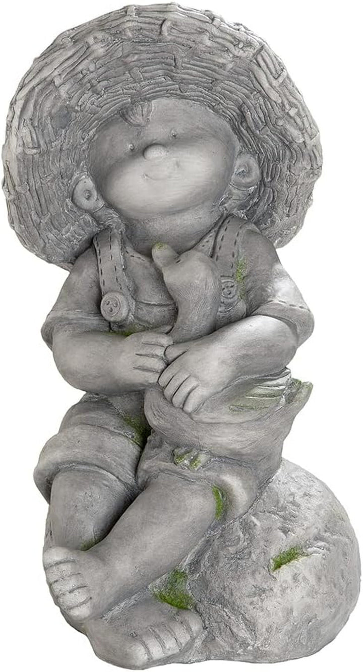 GILDE Figurină decorativă femeie africană Tortuga - Sculptură din rășină sintetică - Cadou decorare living pervaz - Culoare: maro, alb crem cu coș de fructe H 82 cm Statuete si sculpturi Naty Shop Gri Înălțime 42 cm