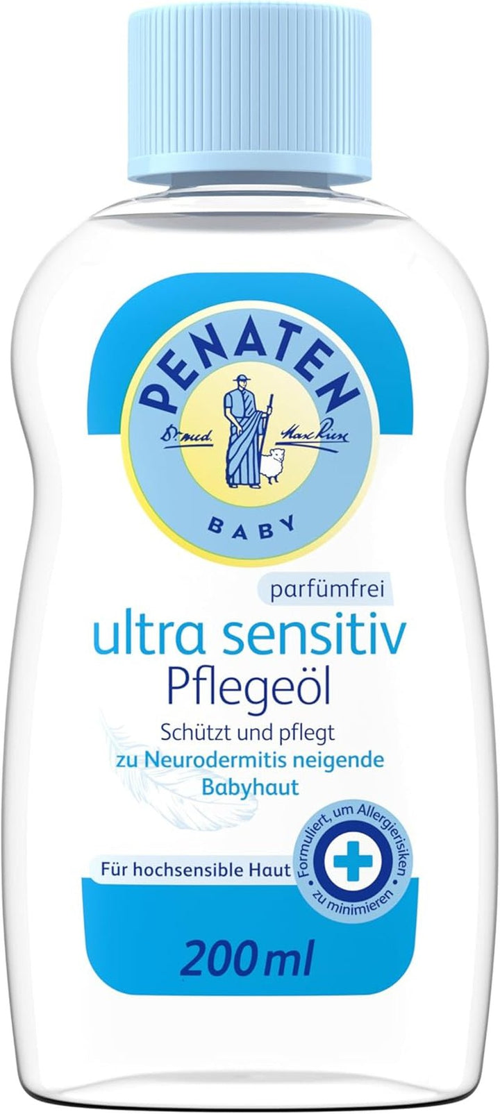 PENATEN Ultra Sensitive Care Cream Face & Body (100ml) cremă de față și de corp pentru bebeluși fără parfum, cremă hidratantă protectoare și hrănitoare pentru pielea foarte sensibilă a bebelușilor predispuși la neurodermatită Copii - Baie si Skincare Naty Shop 200 Ml (1 pachet) Ulei de îngrijire ultra-sensibil