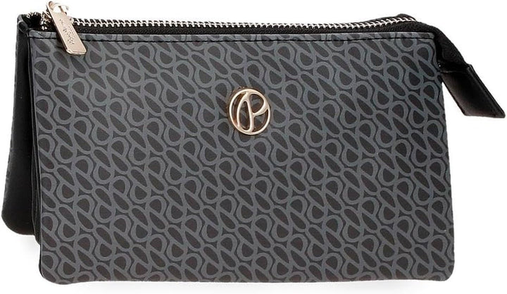 Pepe Jeans Megan Geantă de toaletă negru 17x9x2 cm Faux piele, negru, Talla única, Geantă de toaletă Portofel Femei Naty Shop Negru Portofel triplu