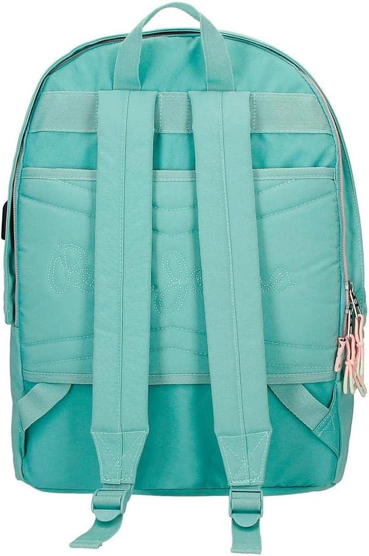 Rucsac Pepe Jeans Jane pentru laptop, compartiment dublu, 15.6 inch, albastru, 31 x 44 x 17.5 cm, poliester, 20.46 l Rucsacuri si ghiozdane premium Naty Shop