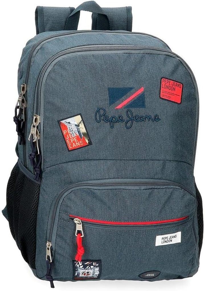 Rucsac școlar Pepe Jeans Kay cu două compartimente Albastru 30x40x13 cm Poliester 15,6L Rucsacuri si ghiozdane premium Naty Shop Doppelter Rucksack