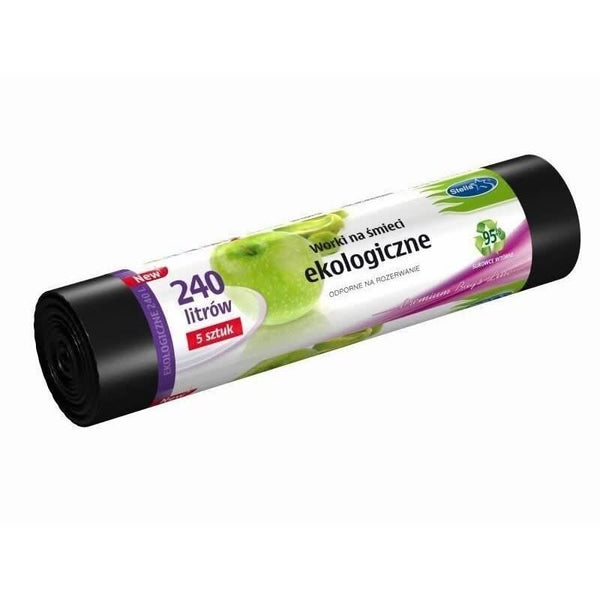 Saci menajeri grosi 240 l, Stella, 5 bucati, Ecologici, LDPE Negru Nati Shop