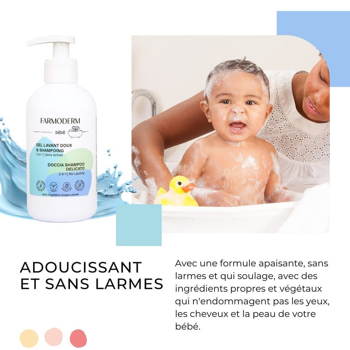 Șampon și gel de curățare 2 în 1 Daily Gentle Baby Shampoo & Cleansing Gel - vegan și organic - cu 98% ingrediente naturale - Șampon fără lacrimi pentru copii și bebeluși - 300 ml Copii - Baie si Skincare Naty Shop