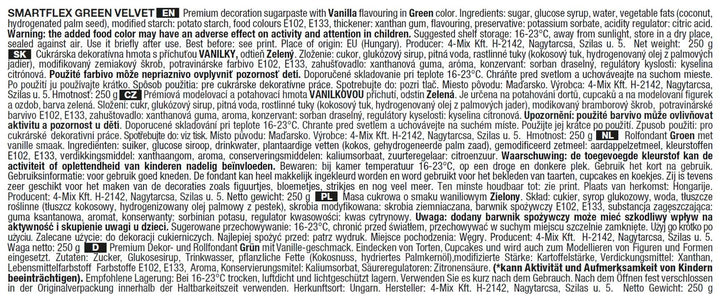 SmartFlex Fondant Green Velvet, 250 g (pachet de 2) Pasta de zahar Naty Shop