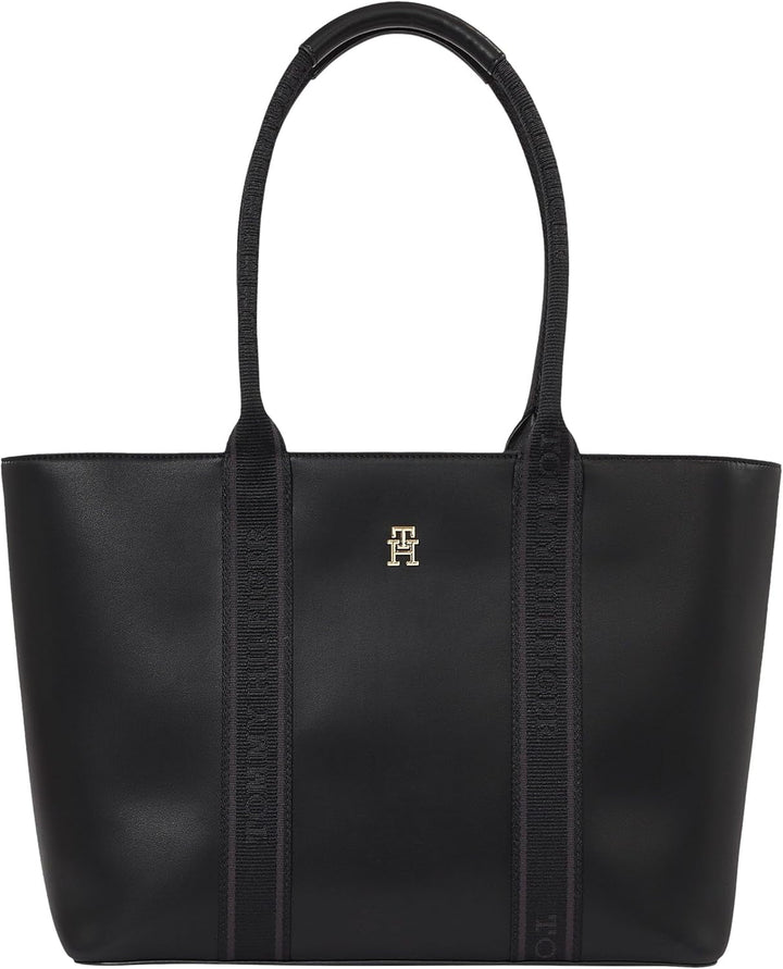 Tommy Hilfiger Th Logotape Tote Aw0aw17198 Tote Bag Genti Femei Naty Shop Negru (negru)